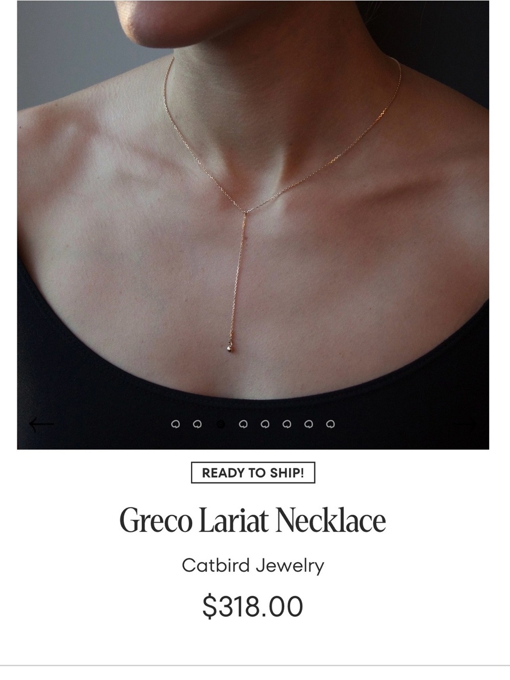 Catbird Greco Lariat Necklace in Rose Gold